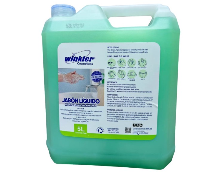 Jabon Liquido para Tocador Aroma Manzana Envase 5 Litros WK-115M