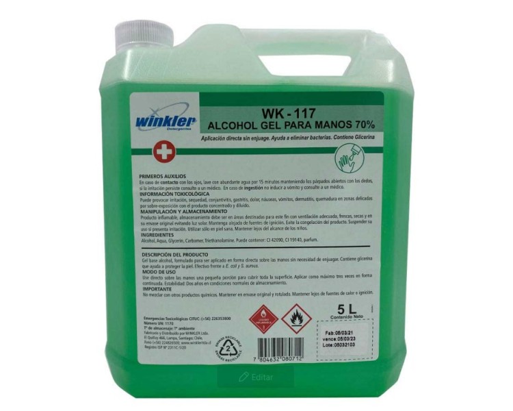 Gel Alcoholico - WK-117 - 5 Litros